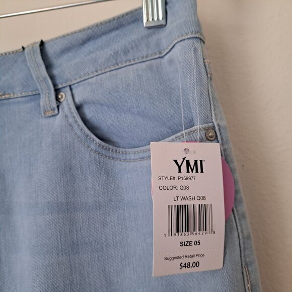 YMI Low Rise Juniors Jeans Wide-Leg Size 5/27 Light Blue Color NWT - Picture 4 of 11
